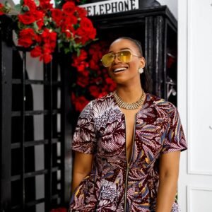 dunni african print front zip peplum top [multicolor]