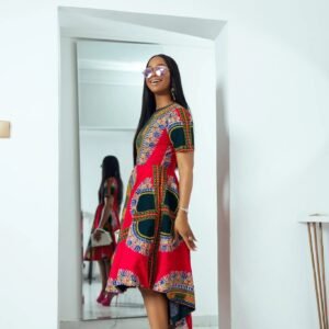 Home angelina african print hi low dress