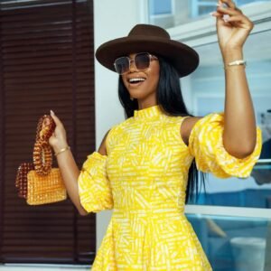 Home dana african print cold shoulder dress